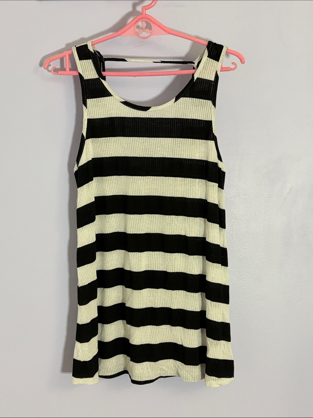 Black and white Striped Ribbed Tank Dress